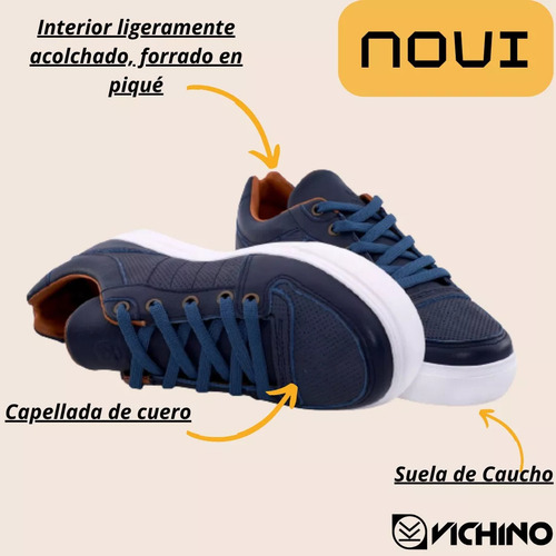 Zapatilla Urbana Hombre Cuero- Novi Azul Vichino