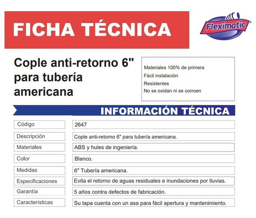 Fleximatic 2647 Cople Antiretorno De 6 Pul P/tub. Americana