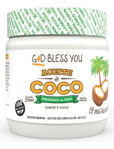 Aceite de coco virgen de 225ml God Bless You