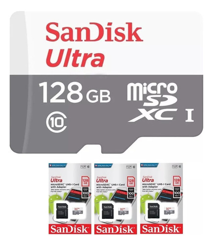 Kit 10 Cãrtao Memória Micro Sd Sandisk 128gb Ultra  Original