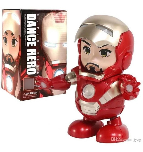 Boneco Robô Que Dança Homem De Ferro C/ Luz  Som Vingadores 