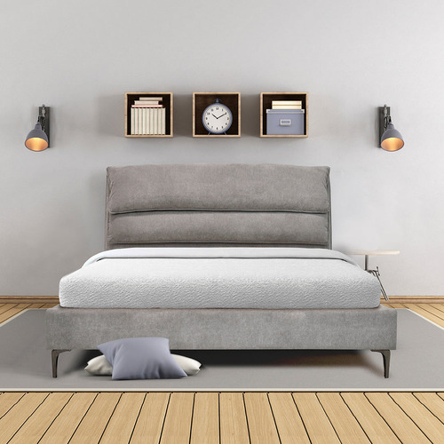 Cama Con Base Queen Size Lujosa Sofisticada Color Gris