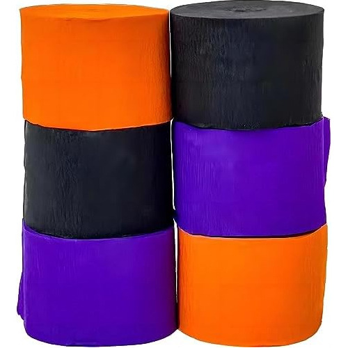 Crepe Paper Streamers, 6 Rolls 492ft Halloween Crepe Pa...