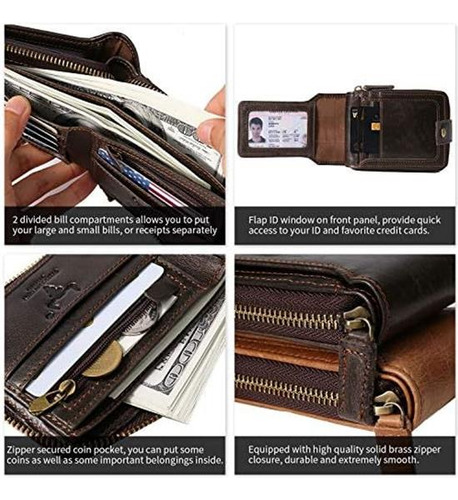 Ming Clan Cartera Con Cremallera Para Hombre Con Bloqueo Rfi