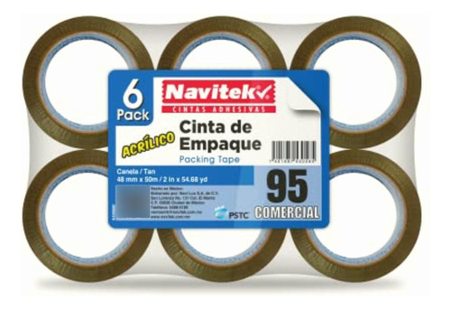 Cinta Adhesiva Para Empaque Canela Navitek 48mm X 50m (six