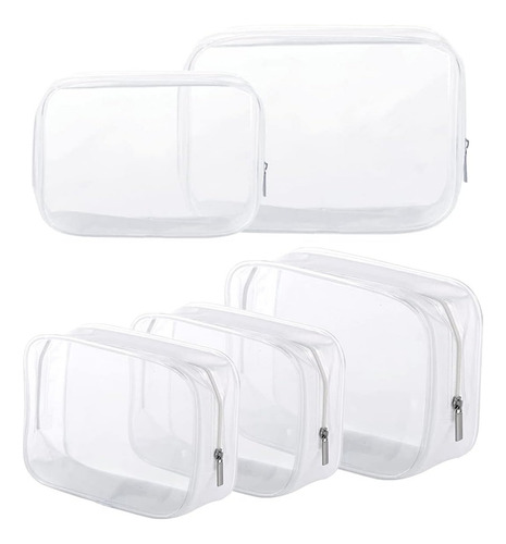 5 Bolsas De Aseo Portátil Plástico Transparente Con Cierre