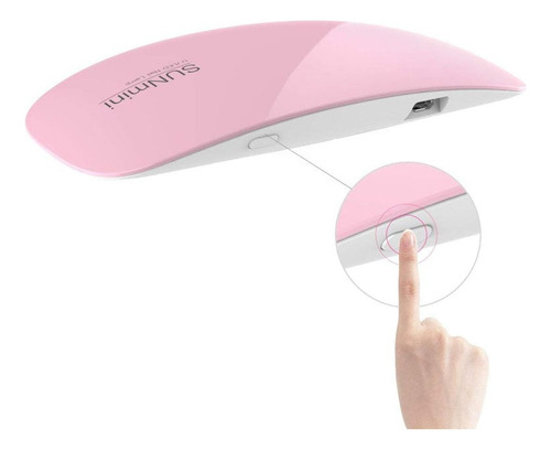 Mini Lampara De Unñas Led Uv Compacta Portatil 7x13x2 Ccm Color Rosa