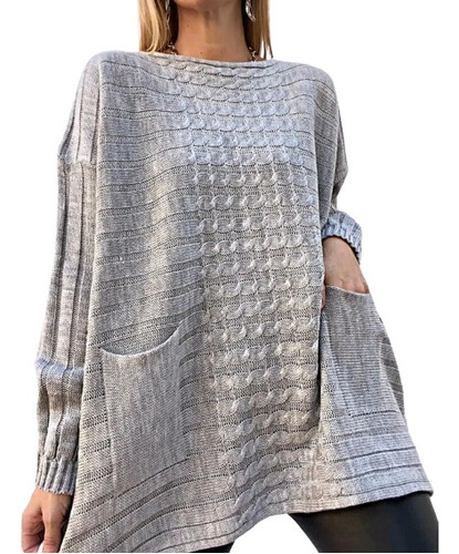 Maxi Sweater Oversize Lana Mujer Talle Especial Invierno