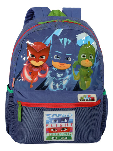 Mochila De Costas M Lancheira Estojo Pj Masks Cor Azul