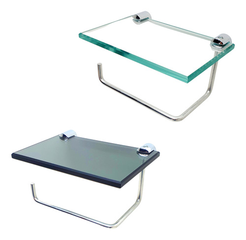 2 Porta Papel Higiênico (1-incolor 1-fumê) Com Apoio Celular