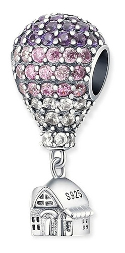 Charm Colgante Casa Globo Rosado Plata S925 Para Pandora