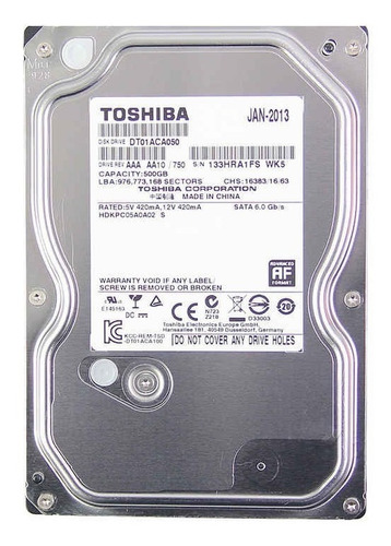 Disco Duro Toshiba 500gb Sata 7200 Rpm Pc