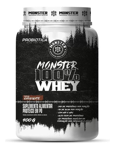 Monster 100% Whey Pote 900g - Probiótica Sabor Chocolate