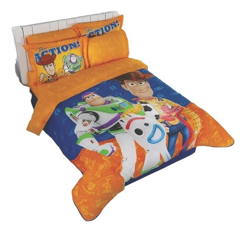 Edredón Toy Story 4 C/sábanas Individual 6 Pzas. Compe Color Naranja