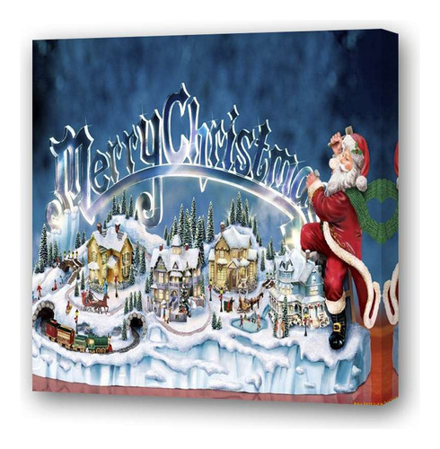 Cuadro 45x45cm Navidad Papa Noel Nieve Hielo Frio