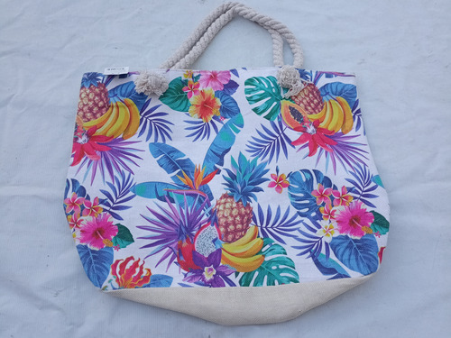 Bolso Playero Grande Con Dibujo Oportunidad 