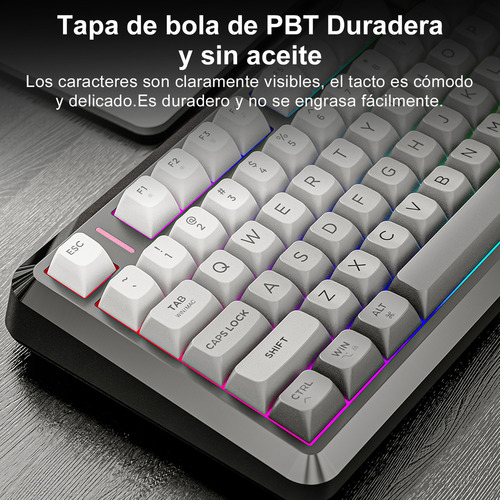 Teclado Free Wolf M75 Rgb Inalámbrico Bluetooth Con Pantalla Negro