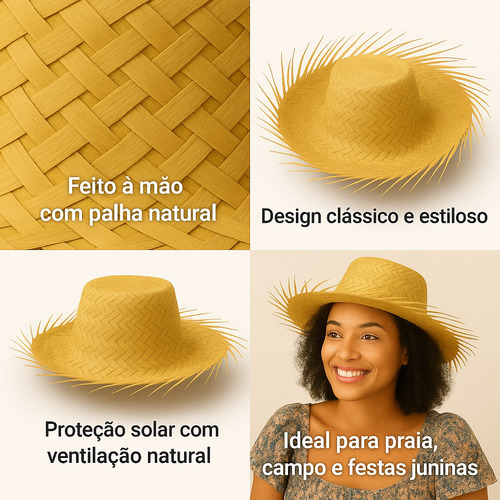 Kit 2 Chapéu Palha Festa Junina Fogueira São João Premium