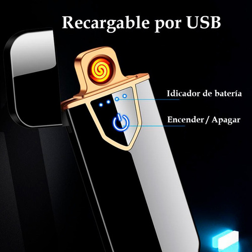 Encendedor Electronico Usb Recargable Touch C/boton Tactil