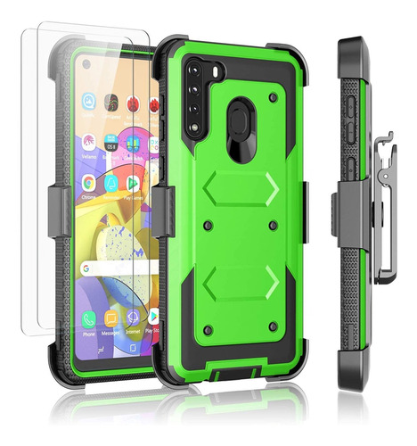 Funda Verde Para Galaxy A21 Con 2 Protectores De Pantalla