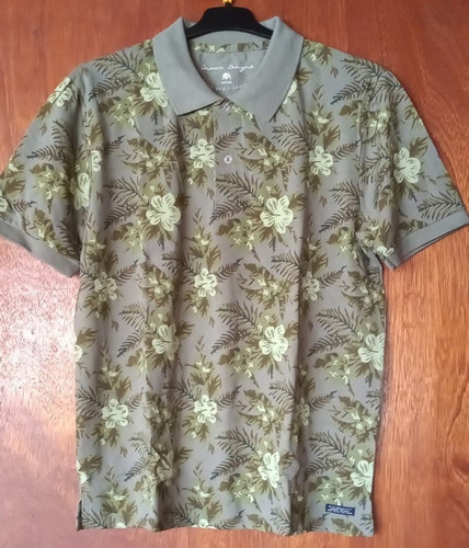 Polera Flores Pique Nueva Cuello Polo Talla M