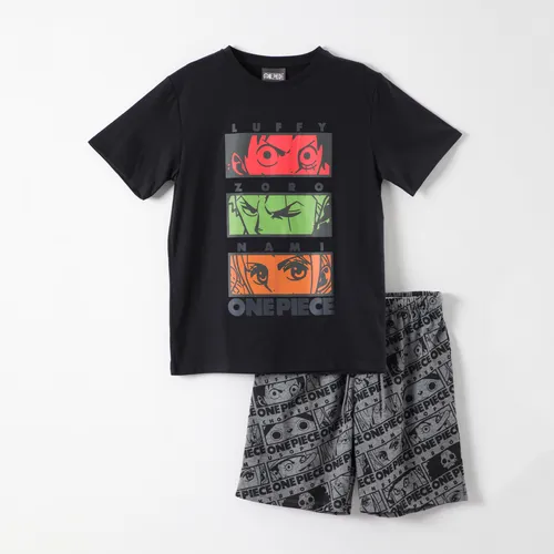 Pijama Corto Niño Personajes Negro One Piece