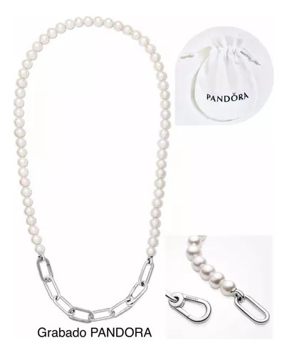 Collar Me Esl L Perlas Compatible Marca Pandora,plata+bolsa