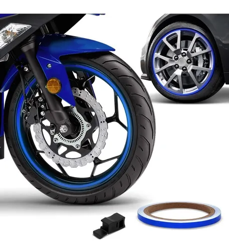 Adesivos Filete Moto Roda Honda Fan 160 2018/ Azul Refletivo