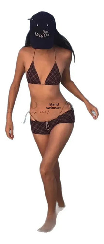 Bikini Retro A Cuadros First Encounter Jianxue Color Brown
