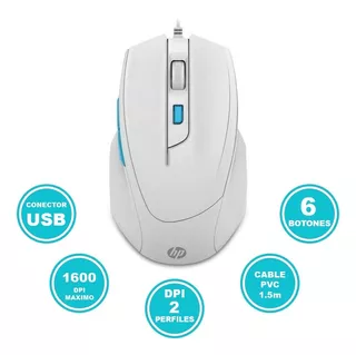 Mouse Gamer Hp M150 Cableado 5 Teclas 1600 Dpi Blanco