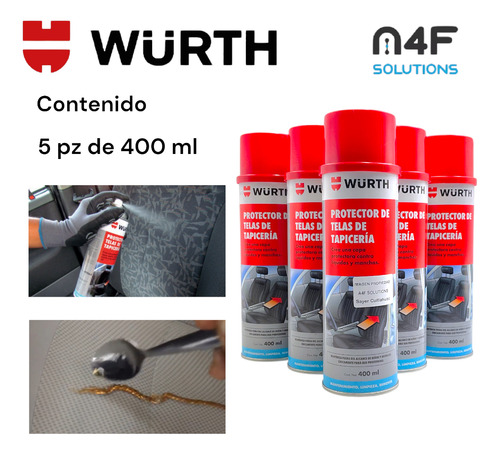 Wurth Protector Telas Auto Tapiceria Asientos 400 Ml 5 Pzas