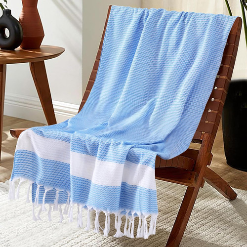 Manta Azul De Tejido Suave Para Sala, Decorativa, 137cm X 18