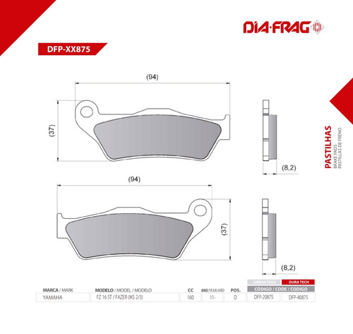 Pastillas De Freno Diafrag Fz 16 160 Bajaj Rouser 200