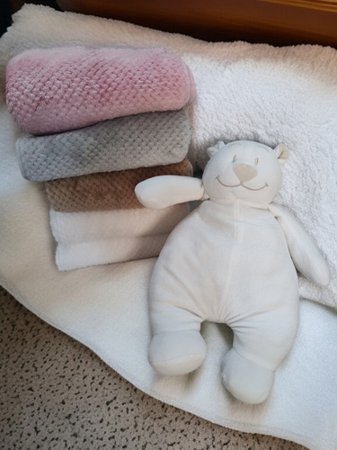 Manta Polar Bebe Frazada Cuna Nido Manta Polar Honey Blanco