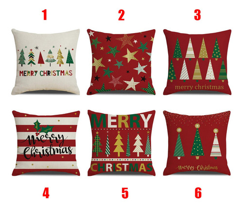 F Conjunto De 6 Fronhas De Natal 45 X 45cm