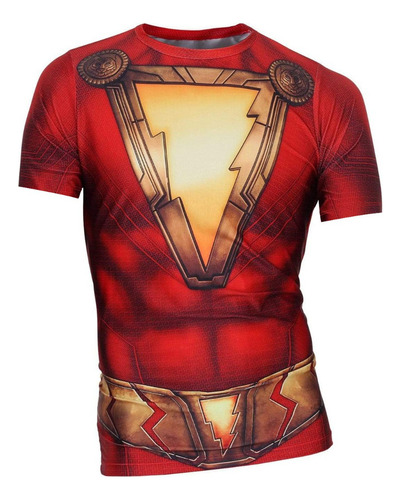 Playera Licra Compresión Shazam Superheroes Marvel Crossfit