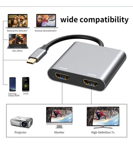 Adaptador Usb C Para Hdmi - Dois Monitores - 4k