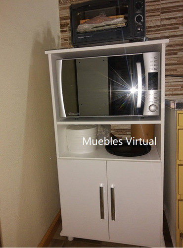 Imagen 2 de 9 de Mueble Organizador Con Espacio Para Microondas + Horno Elect