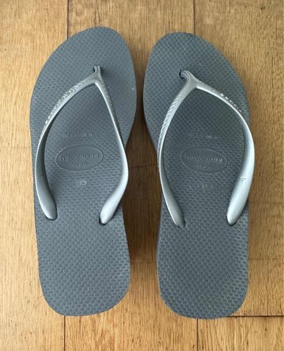 Ojotas Plataforma Havaianas Plateadas Nro 37