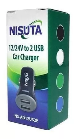 NISUTA CARGADOR USB DOBLE PARA AUTO 12/24V A 5V 2.1A NS-AD12US2E