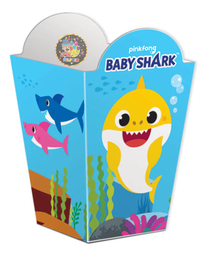 30 Cajas De Palomeras Palomitas Carton Fiesta Baby Shark