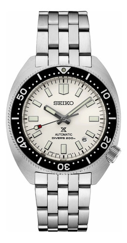 Reloj Seiko Prospex Heritage Turtle Automatic Diver Spb313j1 Color de la malla Plateado Color del bisel Negro Color del fondo Blanco