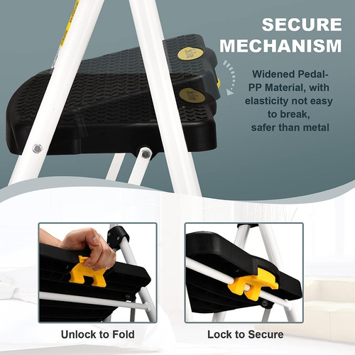 Soctone 5 Escalera Con Pasamanos, Taburete Plegable Con Plat