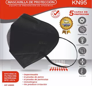 Mascarilla Kn95 Color Negro Importadas (caja X 10 Und)