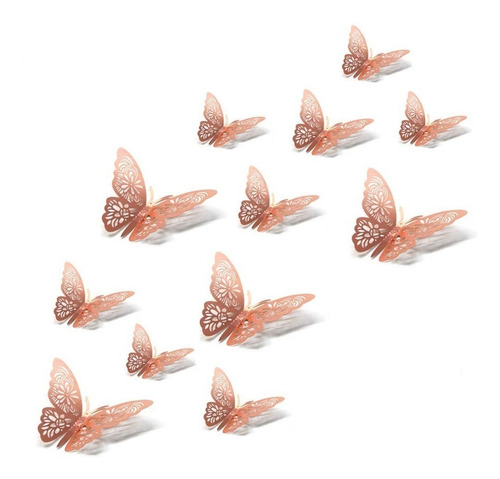 12 Mariposas Decorativas 3d Metalizadas Adhesivas