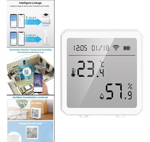Termómetro E Higrómetro Digital Con Wifi Y Alertas, Blanco