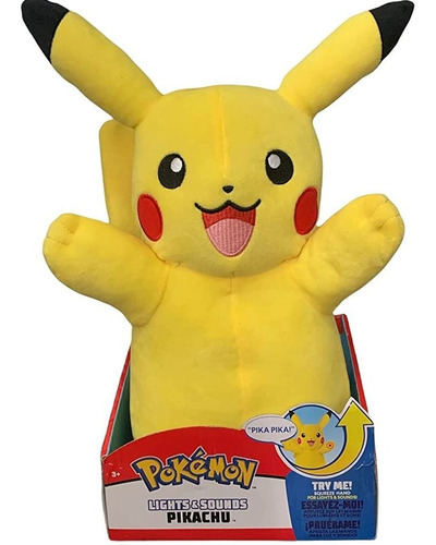 Pokemon Peluche Pikachu - Luz Y Sonido - 35 Cm De Alto - 