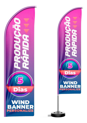 Wind Banner Completo Personalizado 2,5m Dupla Face Promoção