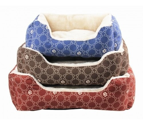 Imagen 2 de 3 de Cama Cuadrada Para Perro Decorada Con Huesos Color Coffee M