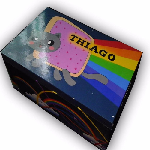 Imagen 2 de 6 de Nyan Cat Cofre De Madera Personalizado (15x15x10)